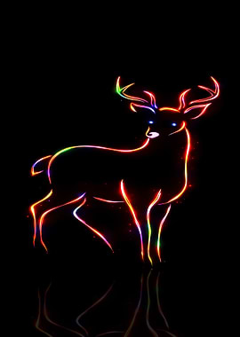 Neon Deer Silhouette
