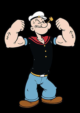 Popeye flexing his muscles