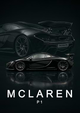 black McLaren P1 Sports art poster
