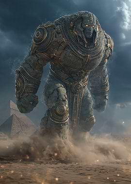 Stone Colossus in Egyptian Desert