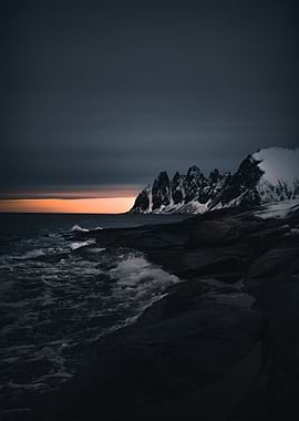 Dramatic Coastal Norway Mountains at Sunset