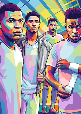 Football Players in Vibrant Colors