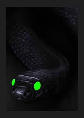 Black Snake with Glowing Green Eyes