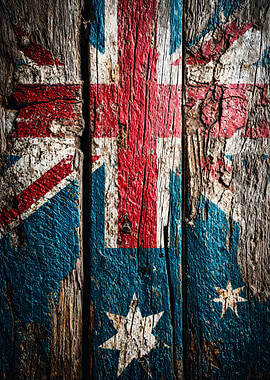 Rustic Australian Flag Wood Texture