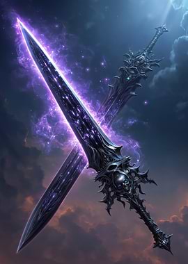 Fantasy Swords with Purple Energy