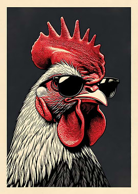 Cool Rooster Wearing Sunglasses