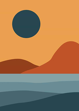 Minimalist Sunset Landscape