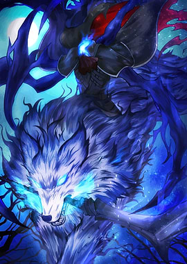 Blue Wolf Spirit with Rider