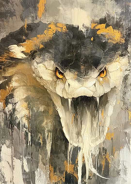 Aggressive Snake Portrait Painting