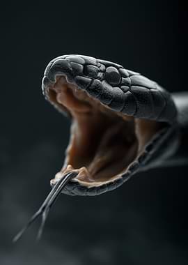 Close-up of a black snake's open mouth