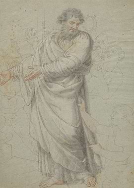 Drawing of a Bearded Man in Robes