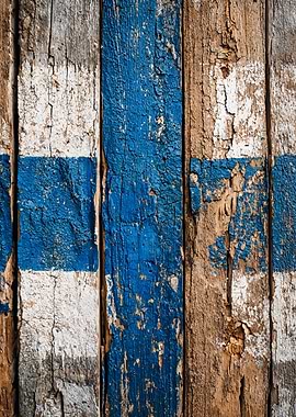 Rustic Finland Flag Wood Texture