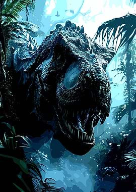 Dinosaur in a Lush Jungle