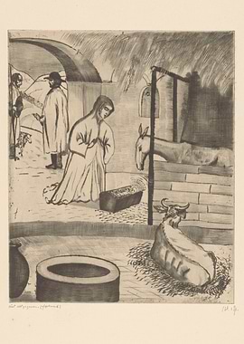 Nativity Scene with Animals and Figures