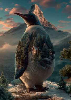 Surreal Penguin Landscape