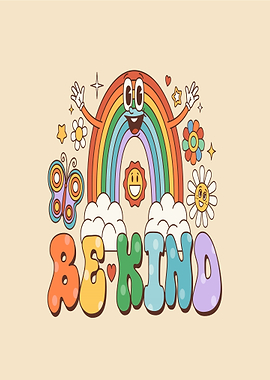 Be Kind Retro Rainbow Art