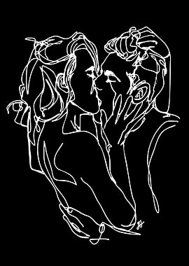 Couple Kissing Line Art