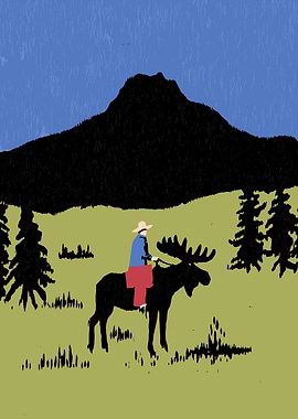 Cowboy Riding a Moose