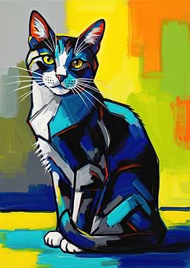 Abstract Cat Painting