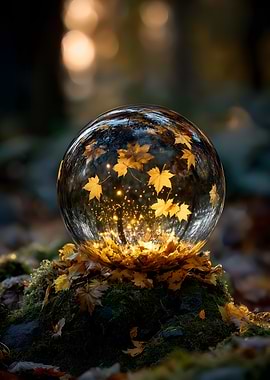 Autumn Leaves Crystal Orb