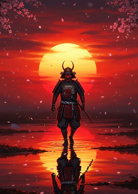 Samurai Warrior at Sunset