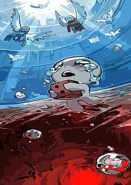 Crying character with dice and angels