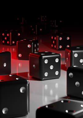 Black Dice with Red Lighting