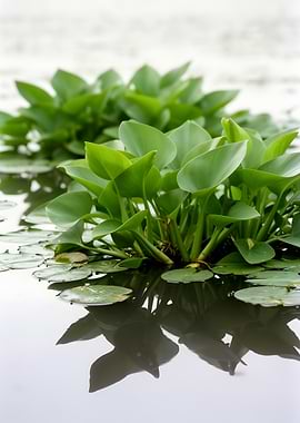 Green Water Hyacinth Plants on Water