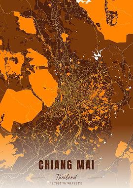 Chiang Mai Thailand Map Art