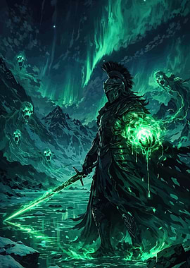 Dark Warrior with Green Magic