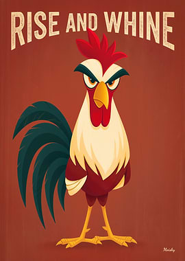 Rise and Whine – Funny Rooster Cartoon Poster