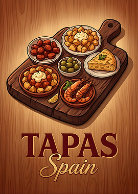 Tapas Spain Food Illustration