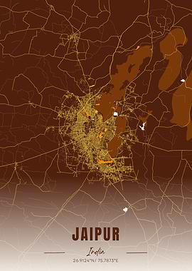 Jaipur India Map Art