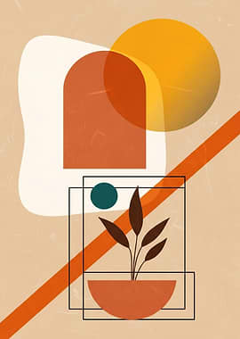 Abstract Mid-Century Modern Plant Art