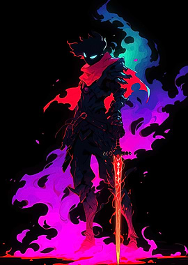 Shadow Warrior with Fiery Sword