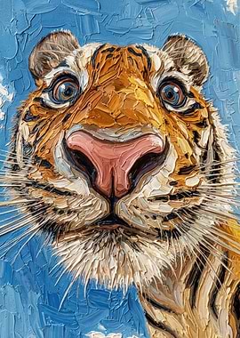 Close-up Tiger Portrait Painting