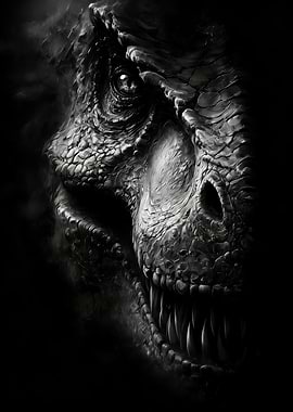 Close-up of a T-Rex head