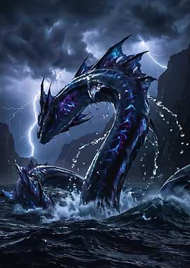 Sea Serpent in Stormy Seas