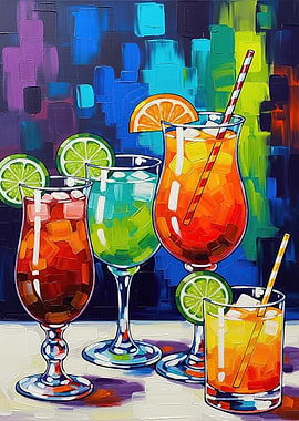 Colorful Cocktails with Abstract Background