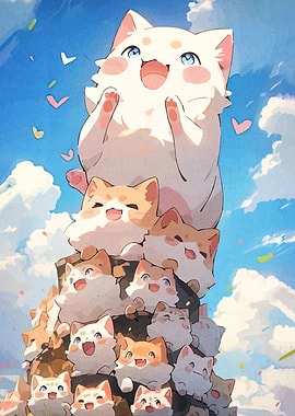 Stack of Adorable Cats