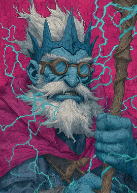 Wizard with Staff and Lightning