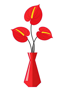 Red Anthurium Flowers in a Vase