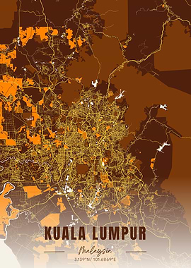 Kuala Lumpur Map Art