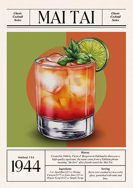 Vintage Mai Tai Cocktail – Classic 1944 Tiki Elegance