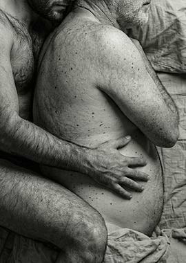 Monochrome Close Up Men Hugging