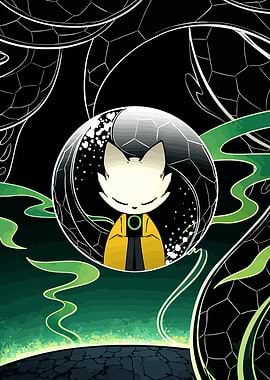 Meditating Fox Spirit in Crystal Orb