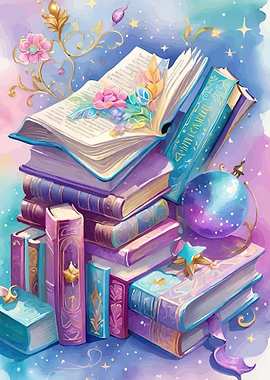 Enchanted Stack of Books