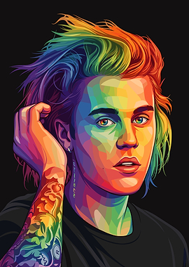 Rainbow Portrait of Justin Bieber