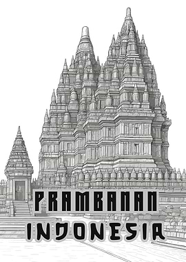 Prambanan Temple Indonesia Illustration