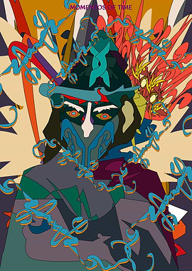 Abstract Portrait with Swirling Motifs